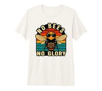 No Bees No Glory Retro Sunset Apiculture Graphic Premium T-Shirt