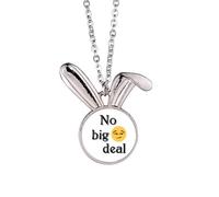 no big deal expression Rabbit Necklace Pendant Bunny Animal Jewelry Gift