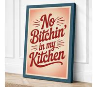 No Bitchin' in My Kitchen Retro Canvas Wall Art Print 24x16 Inch