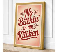 No Bitchin' in My Kitchen Retro Canvas Wall Art Print 30x20 Inch