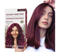 No Bleach Ruby Rush Glossy Hair Tint - Ammonia-Free Hair Colour for Natural Black Hair - Visible Tint with Anti-Fade Conditioner - Long-Lasting Shine - 1 Count