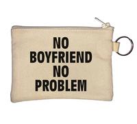 No Boyfriend No Problem Key Chain Coin Purse Beige
