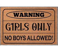 No Boys Allowed Door Mat,Girls Only Welcome Mat,She Shed Gift,Warning Sign,Birthday Gift for Best Friend,Girly Gift Idea Home Decor Door Mat_16 x 24 Inches