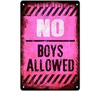 No Boys Allowed Tin Sign Vintage Style Tin Sign Home Kitchen Restaurant Cafe Art Metal Sign Retro Gift Sign 6x8 Inch