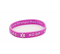 NO BP Needles IV Stick Medical Alert this Arm | Silicone Bracelet Wristbands for Dialysis Chemo Lymphedema Limb Accessories Men Women (Pink), L, Silicone, no gemstone