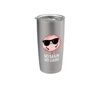 No Brain No Gain Funny Brain Pun Stainless Steel Insulated Tumbler