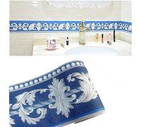 No-brand 3D Blue White Floral Molding Wallpaper Border Peel Stick Home Ceiling Decorative Border for Bathroom Living Room Kitchen 10cm by 5meters