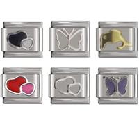 No Brand Name 6pcs Italian Charm Link Bundle fits all classic 9mm Italian style Bracelets - UK stock