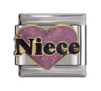 No Brand Name Niece Pink Heart Charm - Fits All Classic 9mm Italian Style Charms Bracelet - UK stock