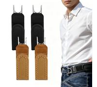 No Buckle Belts for Men Women, Elastic Buckless Belt with Metal Hook Unisex Elastic Belt Adjustable Invisible Mens Belts Side Waist Belt Loop for Jeans Work Casual Business (2 Black & 2 Brown)