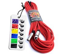 No Bull Nordell Music Gear' Premium XLR Cable (Red, 20m): Achieve a Clearer Audio Signal with a Balanced Male to Female Microphone Lead, plus Cable Tie