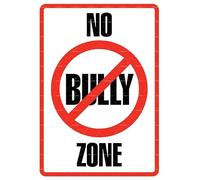 No Bully Zone Metal Sign - Anti-Bullying Tin Poster Wall Decor for School, Classroom, or Office - 12x8 Inch Argus-Style Safety Awareness Plaque