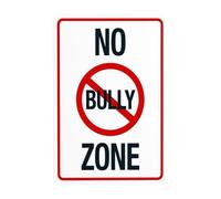 No Bully Zone Metal Warning Sign with Easy Install for Indoor Outdoor Security, Business Office Home Garden Street Decor 20 x 30 cm