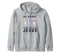 No bunny loves me like Jesus Christian Easter rabbit kids Zip Hoodie