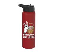 No Bunny Loves Me Like Jesus Easter Rabbit Faith Christian Stainless Steel Insulated Water Bottle