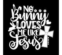 no Bunny Loves me Like Jesus Spring Easter Tulips Flower Happy Easter Vinyl Wall Stickers 67.2x68.6cm Art Mural Painting White