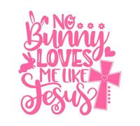 no Bunny Loves me Like Jesus Spring Easter Tulips Flower Happy Easter Wall Stickers 67.2x68.6cm Personalized Customization Pink
