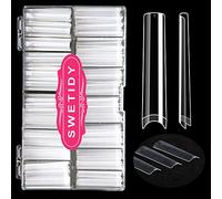 No C Curve 3XL Long Square Nail Tips for Acrylic Nails Professional, SWETIDY 360PCS Clear Straight Flattened Half Cover False Nails Tips with Case for Nail Salons and Home DIY, 12 Sizes