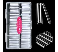 No C Curve Square Flat Nail Tips,SWETIDY 500Pcs XXL Extra Long Acrylic Clear Straight Tapered,Half Cover French Fake Nails for Nail Salon and DIY Nail Art 10 Sizes