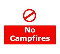 No Campfires | 30cm x 20cm | Red/White - Vinyl Sign for Parks, Campgrounds, Forest Areas, Fire Safety Regulations