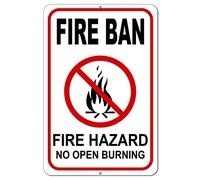 No Campfires Sign - Aluminum Fire Ban Open Burning Hazard - Prevention Camping Signs - Pit Prevent Forest Fires Metal 8"x12"