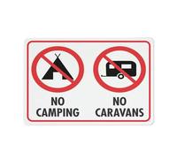 No Camping No Caravans Sign 8X12 Inch Rust Free Aluminum Easy To Read & Sturdy Keep Out Outdoor Metal Signs For Home Farm Yard