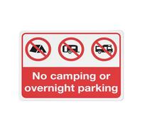 No Camping Or Overnight Parking Sign Funny Decor For House Door Office Business Yard,Metal Aluminum Rust Free Sign - 12" X 8", Pre-Drilled Holes, Weather Resistant