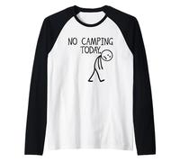 No Camping Today Funny Stick Figure Outdoor Mood Raglan Baseball Tee