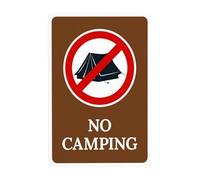 No Camping With Prohibited Symbol Metal Warning Sign, Caution Security Poster for Road Street Home Business Wall Decor 12×8 Inches