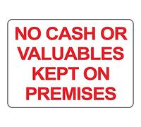 No Cash Or Valuables Kept On Premises Outdoor Courtyard Decoration Sign 8X12 Inch