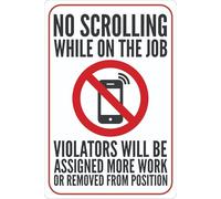 No Cellphones Job Sign, Workplace Rules, No Distractions While Working Metal Sign Plaque Poster 8X12 Inches