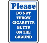 No Cigarette Butts on The Ground Sign Safety Sign Tin Metal Warning Sign Notice 8"x12"