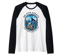 No City Lights Just Campfire Nights Camping Scene Outdoors Raglan Baseball Tee