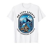 No City Lights Just Campfire Nights Camping Scene Outdoors T-Shirt