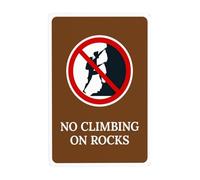 No Climbing On Rocks With Prohibited Graphic Metal Warning,Caution Security Poster for Road Street Home Busines Wall Decor Safety Tin Signs 16x12 Inch
