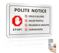 No Cold Caller Sign for Front Door, Self Adhesive No Soliciting Sign