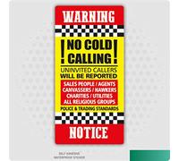 No Cold Callers Canvassers Salesman Front Door Warning Notice Sign Sticker, Vinyl, 4.5cm x 9.5cm, Pack of 2