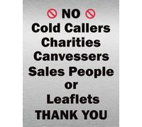 NO COLD CALLERS letterbox sign METAL SIGN cold calling junk mail (Aluminium A5 (200x150mm) Approx)