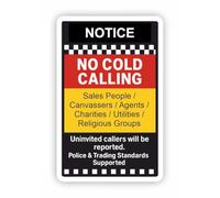 No Cold Callers Self-Adhesive Sticker For Front Door or Window/Effective Deterrent for Nuisance Canvassers, Salesman, Hawkers, Agents etc/Weatherproof Removable & Wipeable / / /
