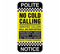 No Cold Calling Door Sign, 45mm x 90mm, Self-Adhesive Vinyl Sticker, Police Notice for Uninvited Callers (10)