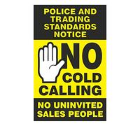 No Cold Calling Door Sticker - Black & Yellow - Fully Weatherproof Sign Pack of 1