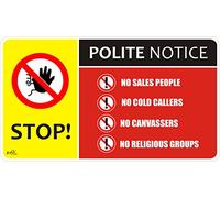 No Cold Calling Door/Window/Letterbox Safety Signs Sticker Self Adhesive 140mm x 80mm cc2