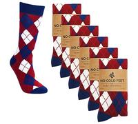 No Cold Feet 6 Pack Burgundy Socks - Comfortable Groomsmen Socks for your Wedding Day, Burgundy Navy Argyle/6-pack, One Size