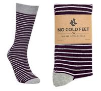 No Cold Feet - Fun Colorful Purple Novelty Socks for Men for Dress Casual Formal Groomsmen Wedding, One Pair, Plum Purple Stripes, One Size