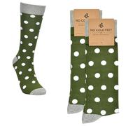 No Cold Feet - Fun Green Colorful Novelty Socks for Men for Dress Casual Formal Groomsmen Wedding, 2 Pack, Olive Green With White Polka Dots / 2 Pack, One Size