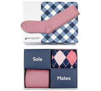 No Cold Feet Men’s Dress Socks Gift Box Set, Fun Colorful Patterned, Mid-Calf, Cotton Blend, 2 Pack, Navy and Pink Argyle and Solid Dusty Rose, One Size