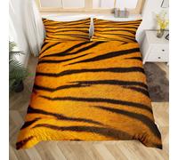 ((No Comforter)) Boys Tiger Print Duvet Cover Chic Tiger Texture Decor Bedspread Cover Home Room Decor Safari Animal Pattern Comforter Cover Yellow Black Stripe Soft B