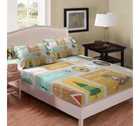 ((No Comforter)) Girls Christmas Fitted Sheet & Pillow Sham Set,Lovely Polar Bear Bedding Sets Double Size for Kids Boys Children,Alpaca Rabbit Sloth Cute Animal Bird