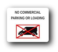 No Commercial Parking or Loading Sign - 11.0x9.5cm Brushed Aluminium