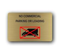 No Commercial Parking or Loading Sign - 14.0x9.0cm Brushed Aluminium